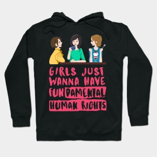 Girls Just Wanna Have Fundamental Human Rights (Red) - Womens Day 2021 Hoodie